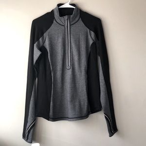 Lululemon 10 Ready To Rulu 1/2 Zip Pullover Black Grey Thumbholes REVERSIBLE